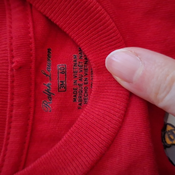 Polo Ralph Lauren Red Baby Shirt with Nautical Polo Bear (3 Months) - Picture 4 of 5